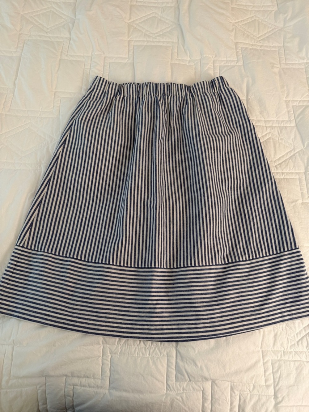 J. Crew Navy and White Striped A-Line Skirt